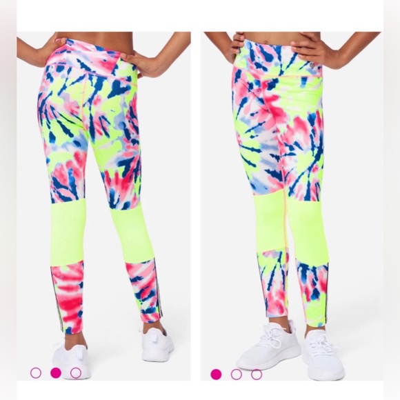 Justice Sport Girls Bright Tie-Dye Color Block Leggings - Sz: XL (16/18) - Picture 5 of 5